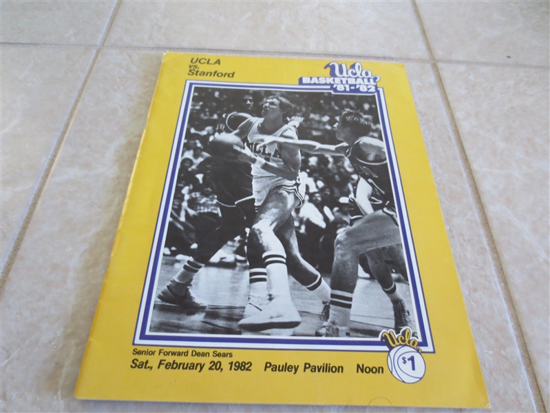 1982 Stanford University at UCLA unscored basketball program Mark Eaton, Kenny Fields