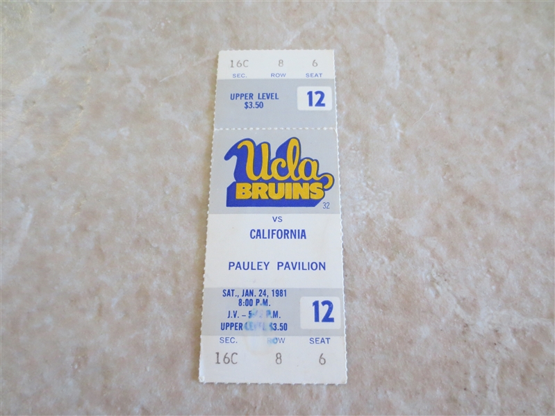 1981 CAL at UCLA football ticket