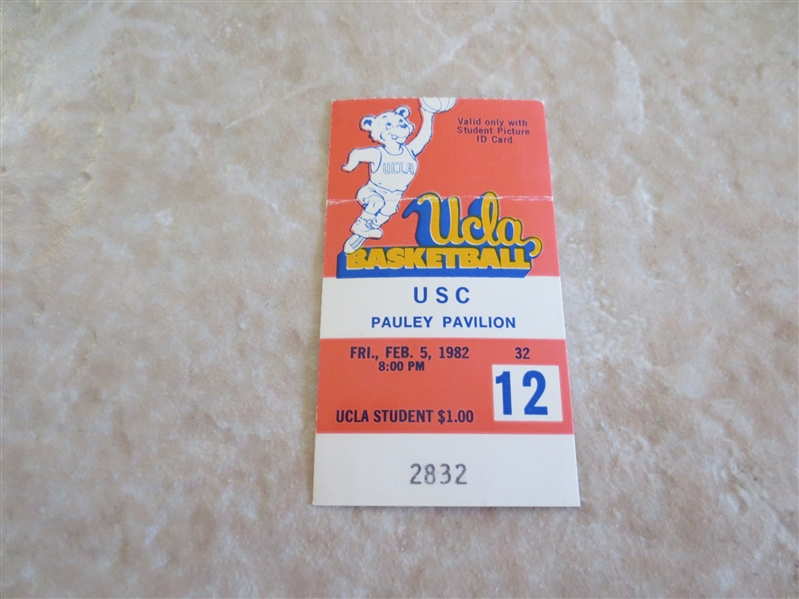1982 USC at UCLA basketball ticket stub