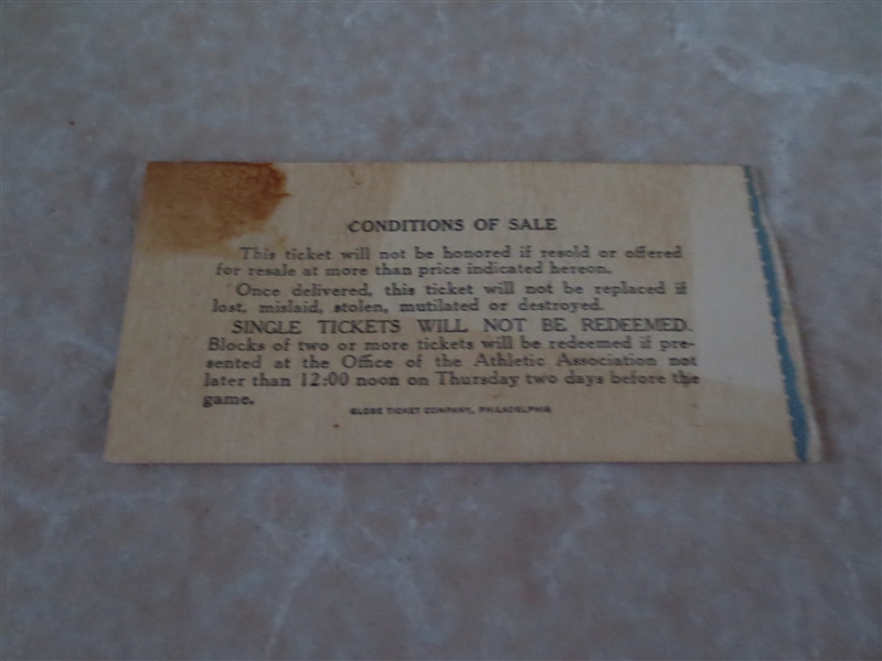 October 4, 1941 Syracuse University at Cornell University football ticket