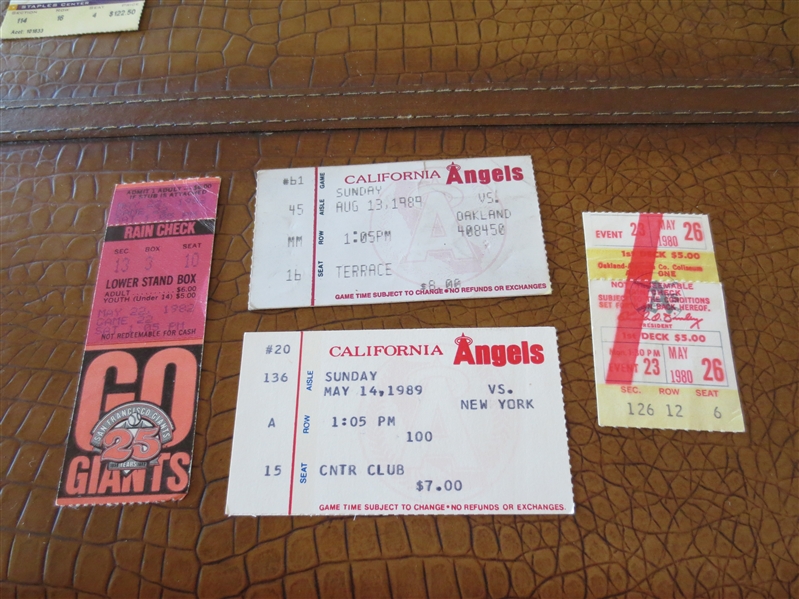 (4) 1980, 82, and 89 Oakland A's, California Angels, and San Francisco Giants home tickets