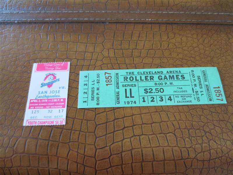 1974 Cleveland Roller Games ticket + 1978 Oakland Stompers Soccer ticket