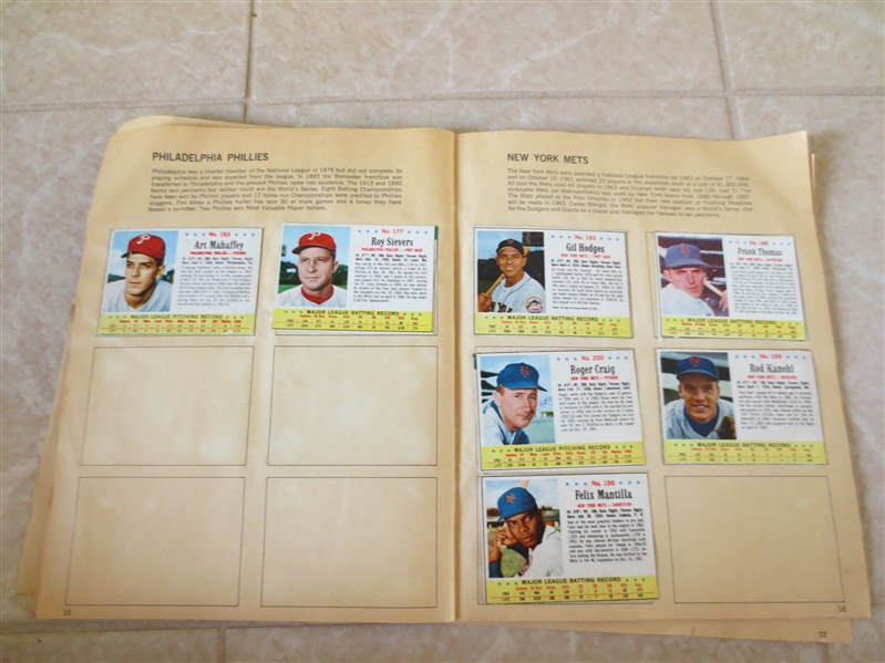 (58) 1963 Post Cereal baseball cards including Berra, Ford, Fox, Wynn, Marichal, Robinson, Hodges, Drysdale, Gibson and more