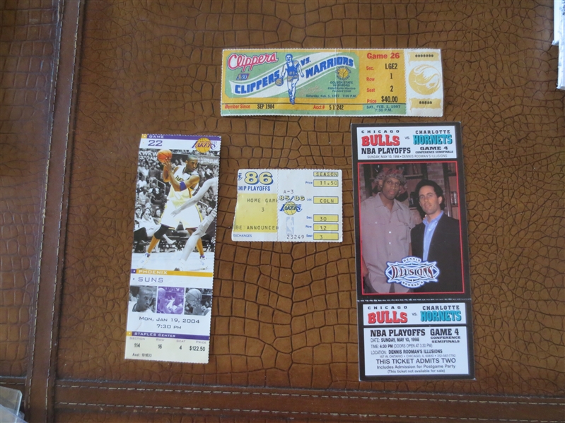 NBA tickets: 1998 Bulls vs. Hornets Playoffs, 2004 Suns/Lakers, 97 Clippers/Warriors, 86 Lakers Playoffs