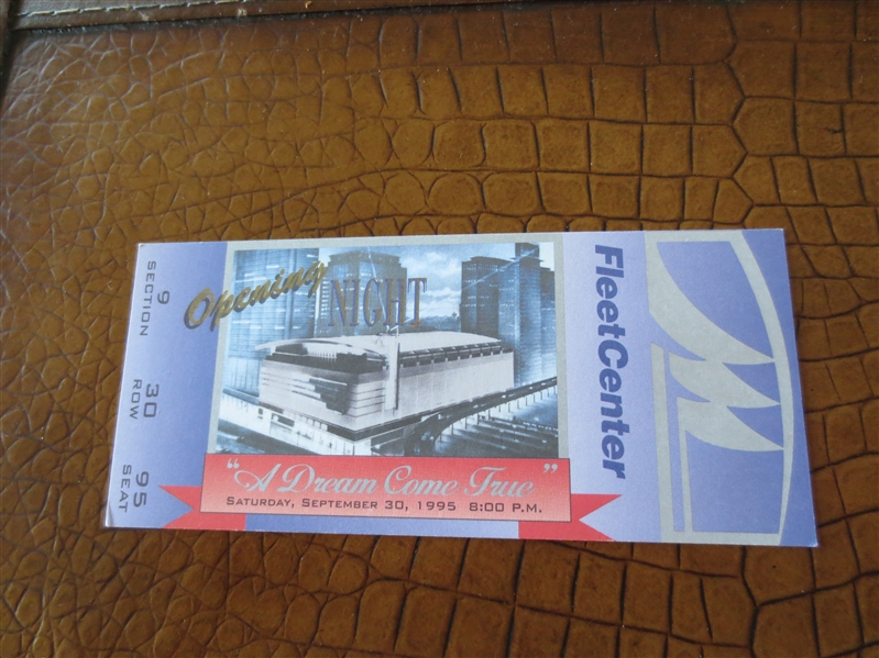 Opening Night Fleet Center Boston ticket September 30, 1995