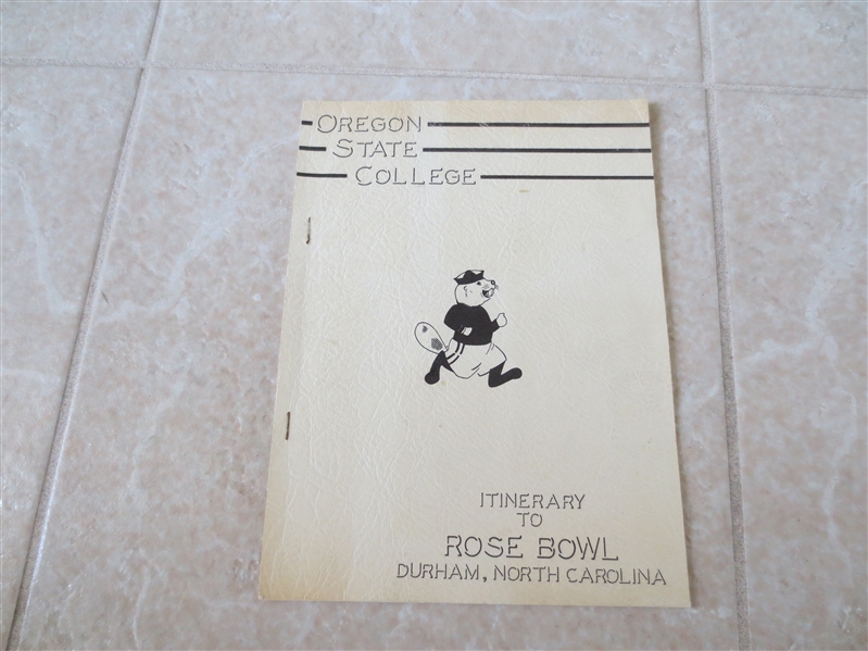 1942 Itinerary to the Rose Bowl Durham, North Carolina for Oregon State College