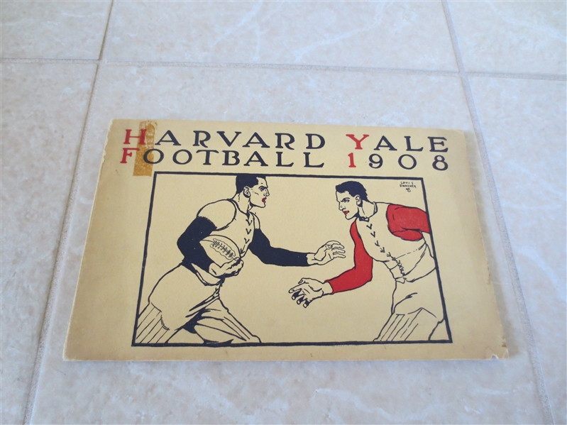 1908 Harvard at Yale Football Program   WOW!