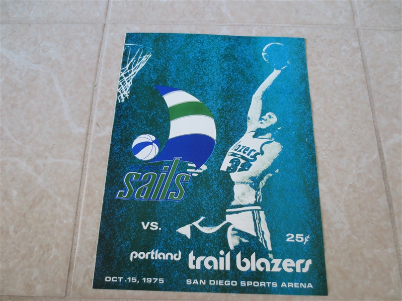 1975 San Diego Sails ABA home basketball program vs. Portland  San Diego did not last the year!