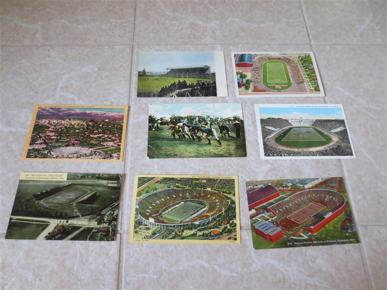 (8) different early football postcards