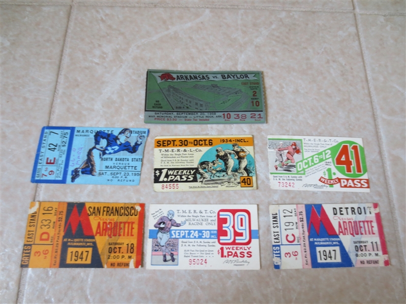 (7) early assorted football tickets