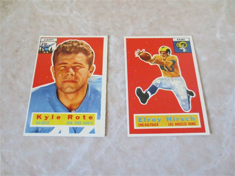 1956 Topps Football cards Kyle Rote #29, Elroy Hirsch #78