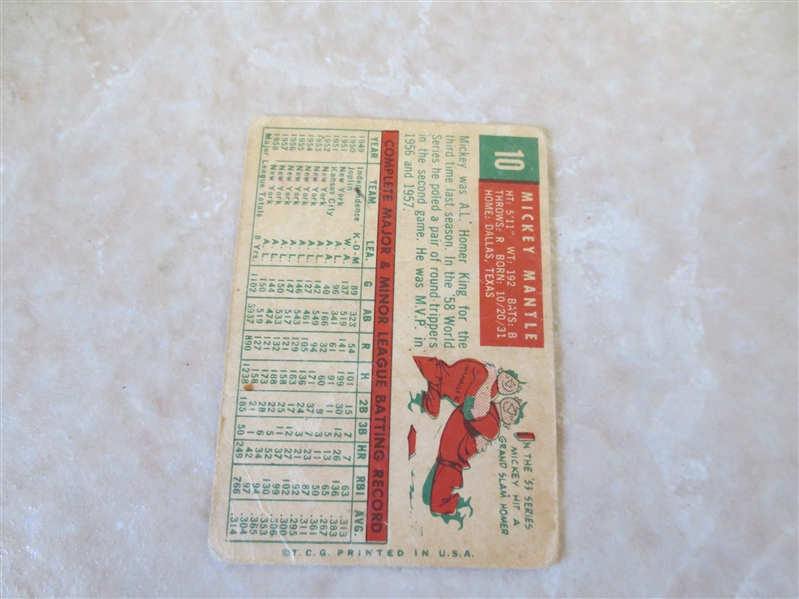 1959 Topps Mickey Mantle baseball card #10