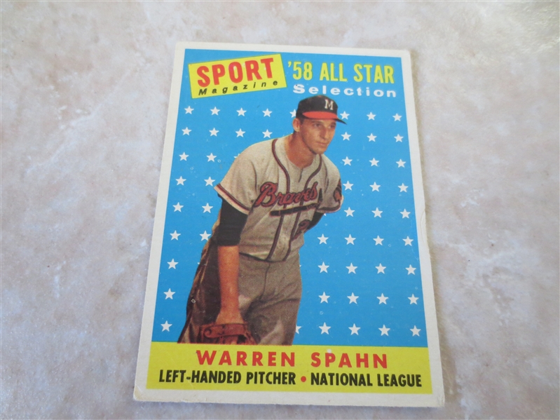 1958 Topps All Stars Mickey Mantle and Warren Spahn baseball cards #487, #494