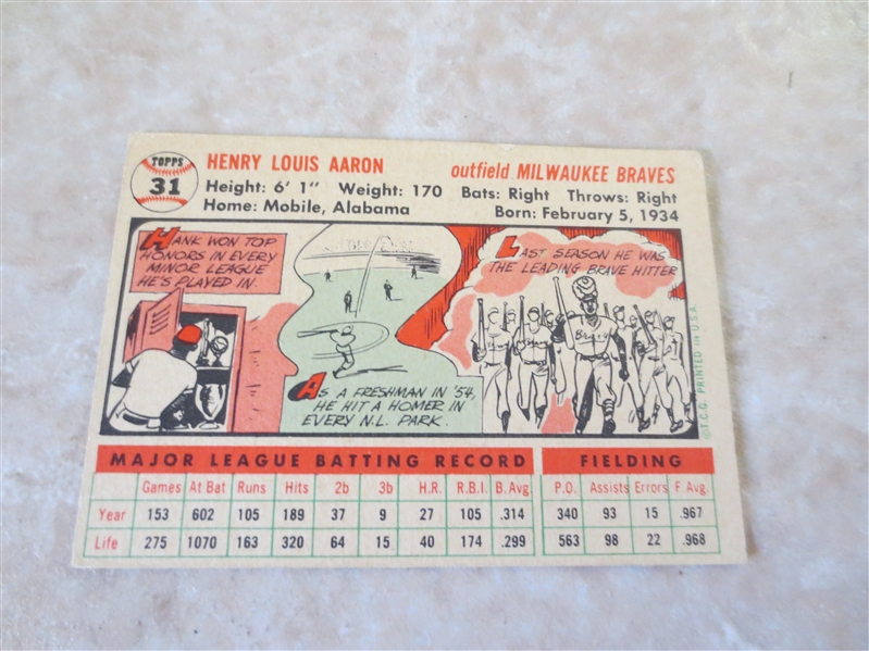 1956 Topps Hank Aaron #31 baseball card