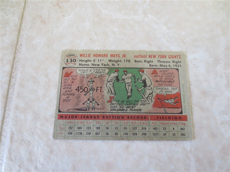 1956 Topps Willie Mays baseball card #130