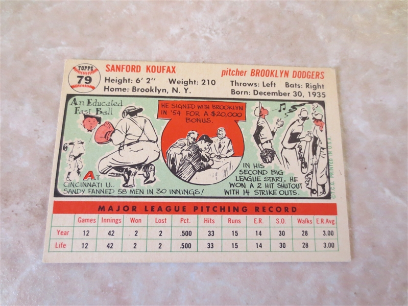 1956 Topps Sandy Koufax #79 baseball card