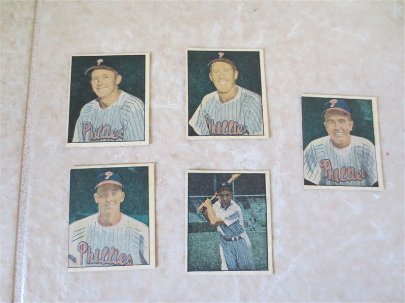 1951 Berk Ross Yogi Berra baseball card ex+ condition plus 4 commons