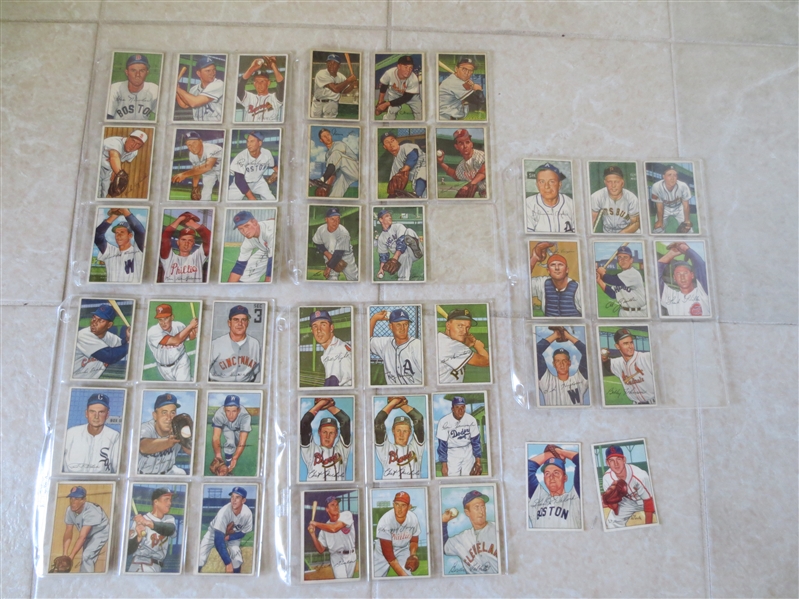 (45) 1952 Bowman baseball cards including Newcombe, Burgess, Sewell, Easter, Ennis, Branca, Erskine