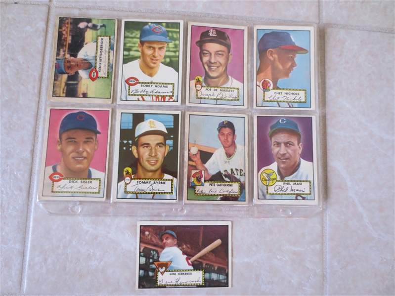 (11) 1952 Topps baseball cards all commons