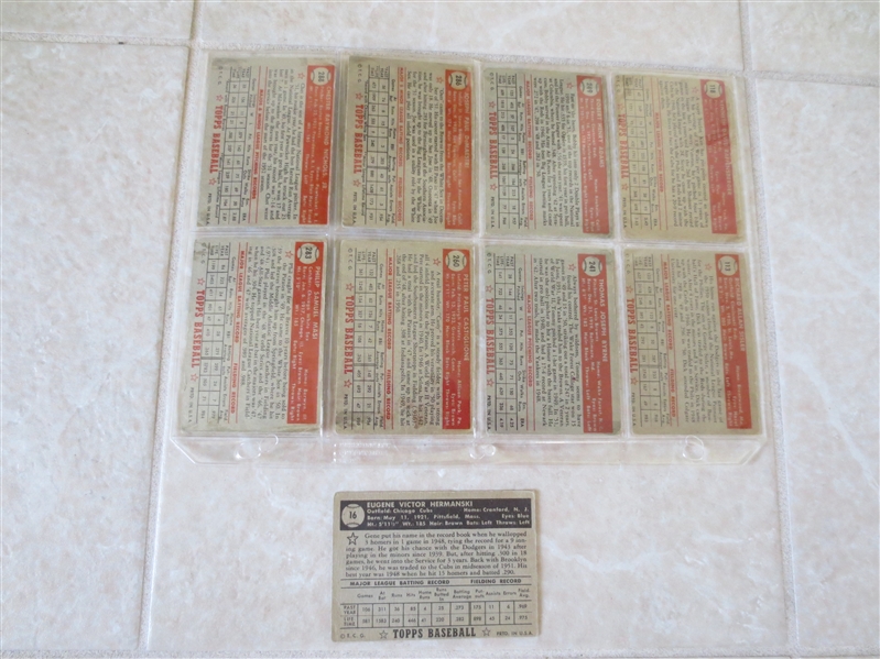 (11) 1952 Topps baseball cards all commons