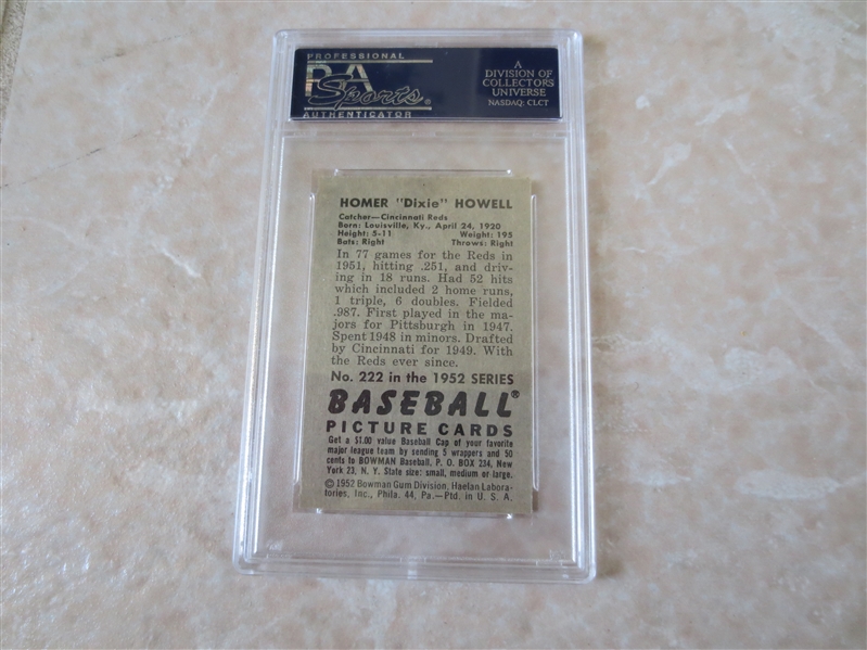 1952 Bowman Dixie Howell PSA 6 ex-mt  #222 no qualifiers baseball card