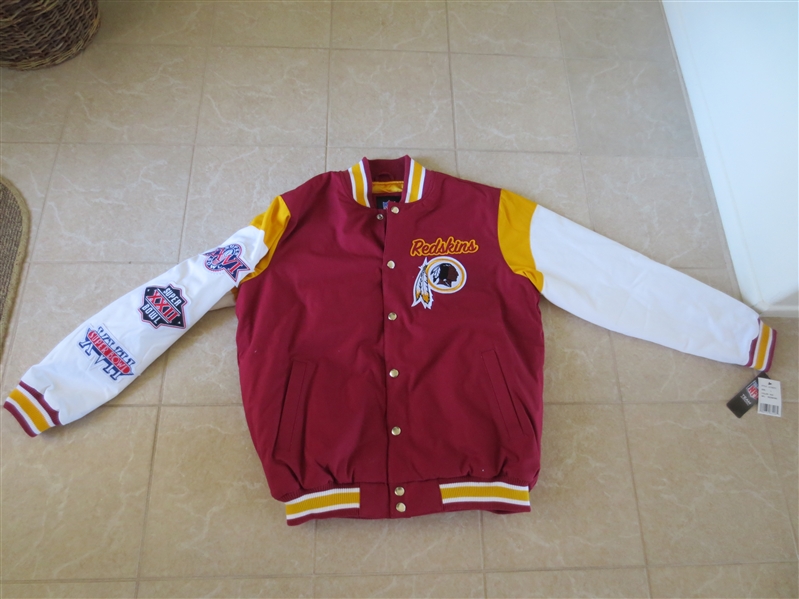 Washington Redskins 3 Time NFL Super Bowl jacket + Dalllas Cowboys sewn-on Bunting