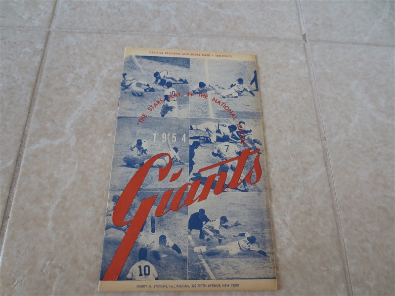 1954 New York Giants scored baseball program vs. St. Louis Cardinals  Giants win it all!