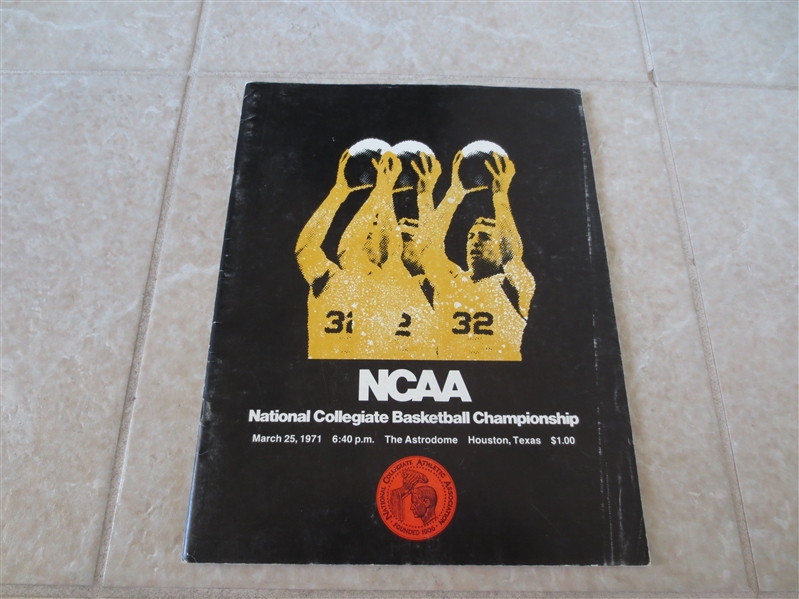 1971 NCAA Basketball Championship Program UCLA, Western Kentucky, Kansas, Villanova