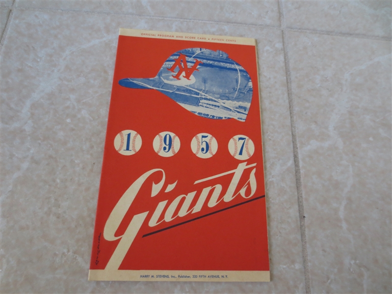 1957 Brooklyn Dodgers at New York Giants scored baseball program  Koufax pitches