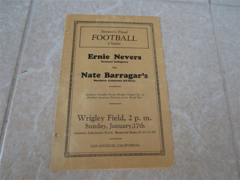 1932 Ernie Nevers National Collegiates vs. Nate Barragar's Southern California All Stars football program