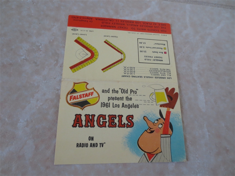 1961 Los Angeles Angels pocket schedule   Falstaff Beer   FIRST YEAR!