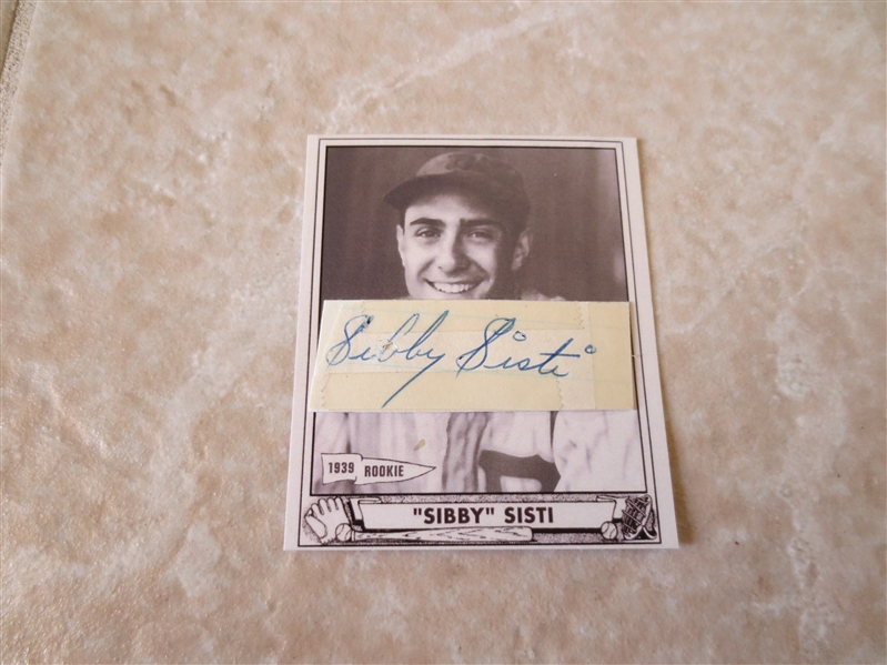Autographed Sibby Sisti baseball card Greater Boston Sports Collectors Club