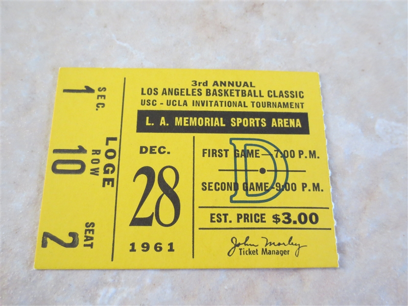 December 27, 28, 30-1961 Tickets to 3rd Annual LA Basketball Classic UCLA, Ohio State +