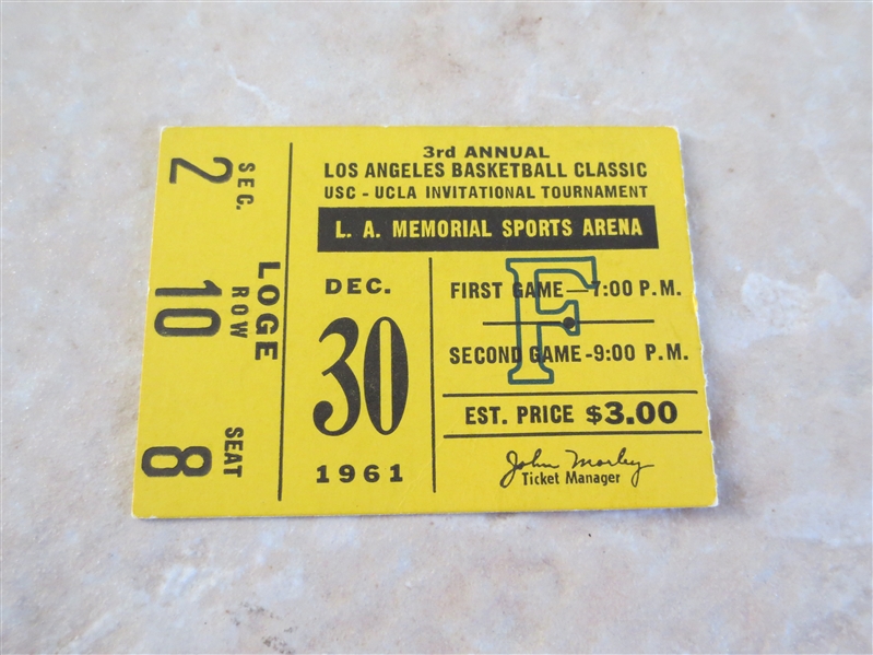 December 27, 28, 30-1961 Tickets to 3rd Annual LA Basketball Classic UCLA, Ohio State +