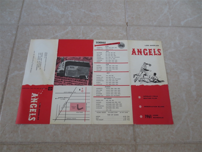 1961 Los Angeles Angels 1st year schedule and seating plan Wrigley Field  red