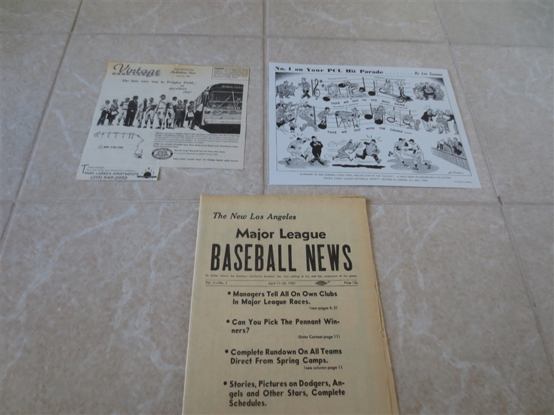 Assorted early 1961-63 LA Angels package: 1961 Major League News, ads, and 1963 Photos