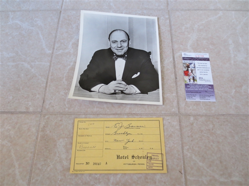 Autographed Buzzie Bavasi hotel survey Hall of Fame died 2008 with JSA Certificate