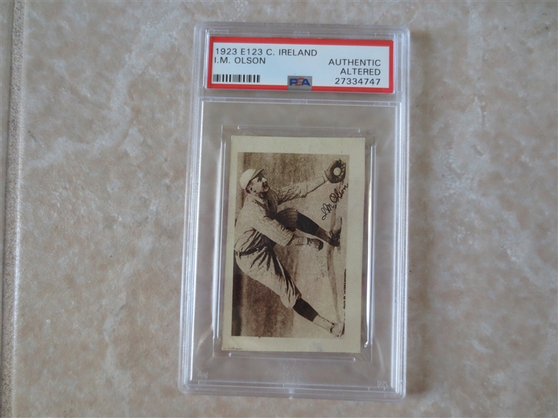 1923 E123 I.M. Olson C. Ireland baseball card PSA Authentic Altered and RARE!