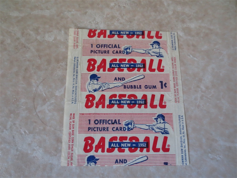 1952 Bowman Baseball 1 cent Wax Wrapper  Nice condition