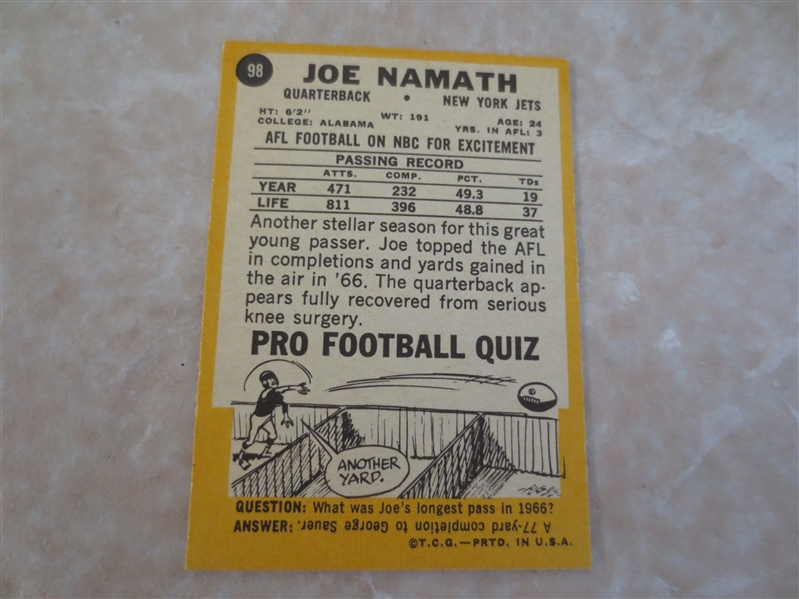 1967 Topps Joe Namath football card #98