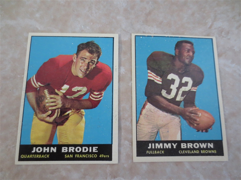 1961 Topps Jimmy Brown #71 and John Brodie rookie card #59