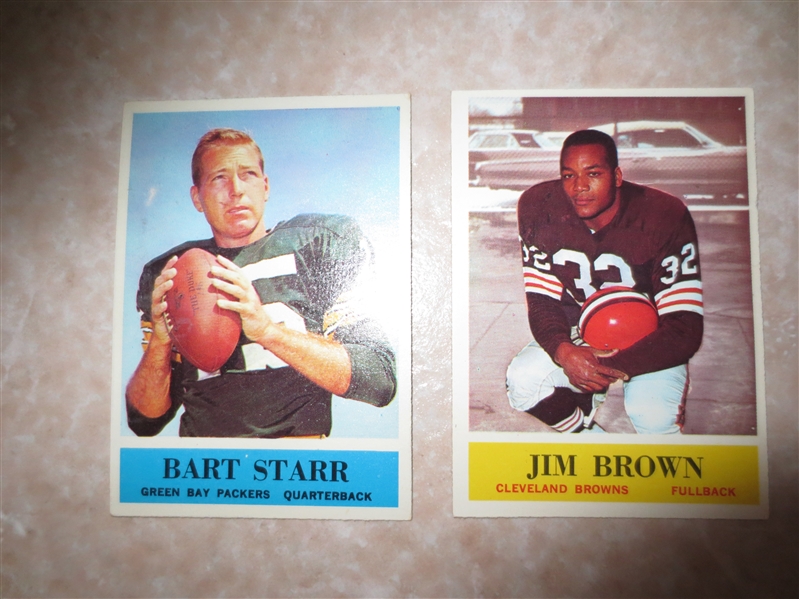 1964 Philadelphia football cards Bart Starr #79 and Jim Brown #30