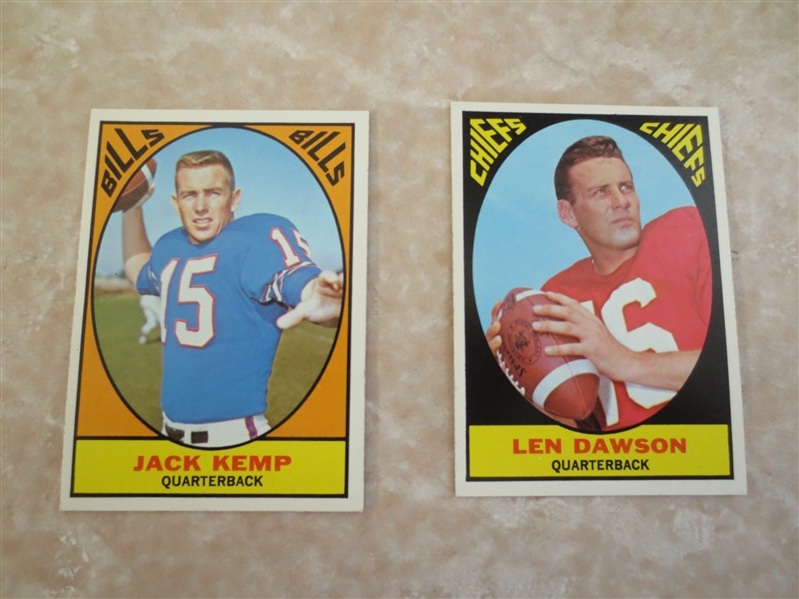 1967 Topps Jack Kemp #24 and Len Dawson #61 football cards   super condition