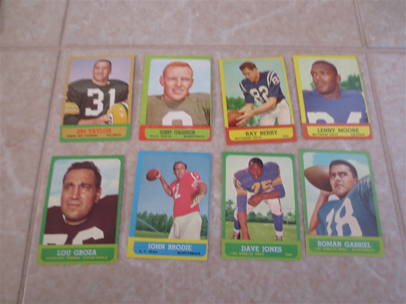 (150) 1963 Topps Football cards with Hall of Famers, stars, teams