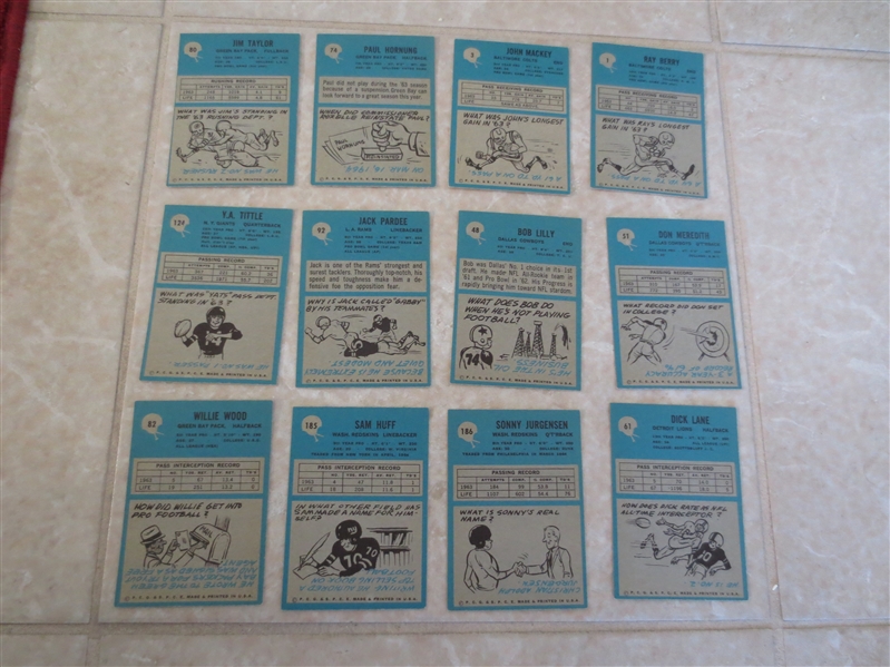 (125) 1964 Philadelphia football cards with Hall of Famers, stars, and team cards