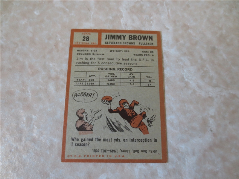 1962 Topps Jimmy Brown football card #28