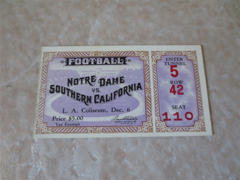 1930 Notre Dame at USC football ticket stub