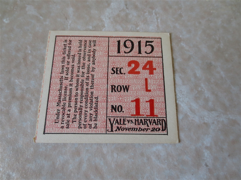 (2) 1915 Yale at Harvard football ticket stubs