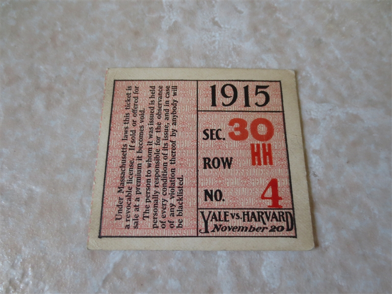 (2) 1915 Yale at Harvard football ticket stubs