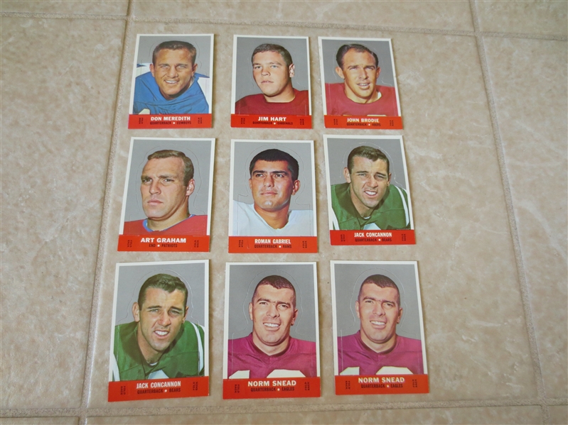 (9) 1968 Topps Stand-ups Football cards including Don Meredith and John Brodie
